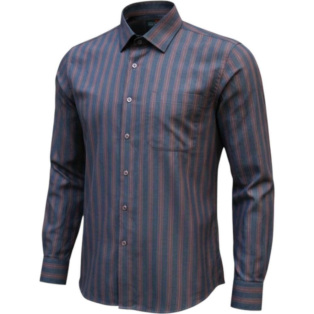 Peter‎ England Button Down Shirt Mens 44cm Navy Blue Excellent Slim Fit Striped